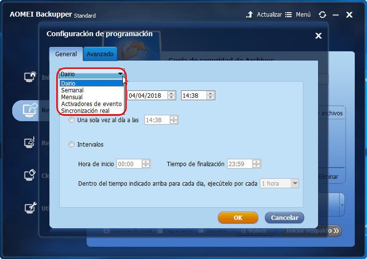 Configuración de respaldo automático local y en la nube